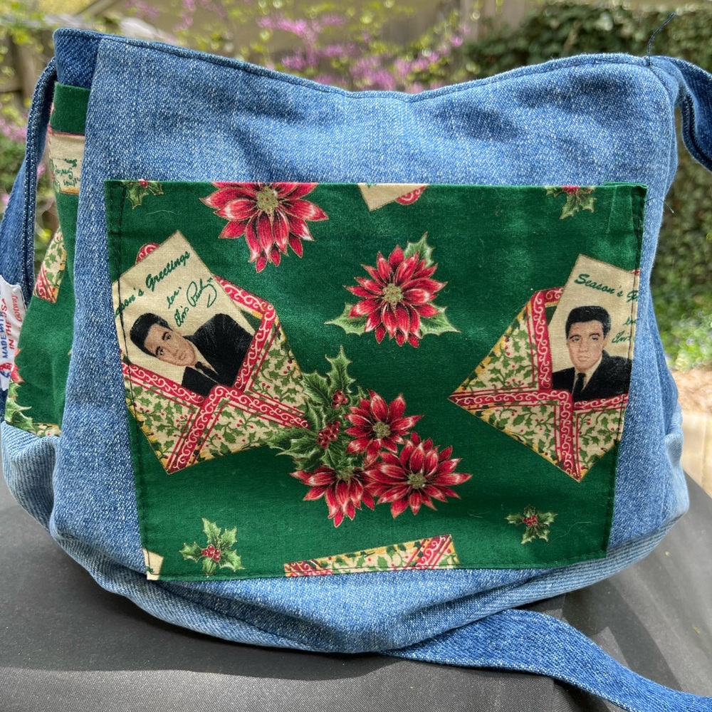 Hand Crafted Elvis/Denim Crossbody